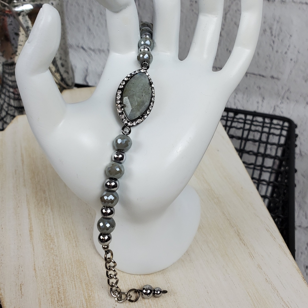 Crystal paved grey stone bracelet